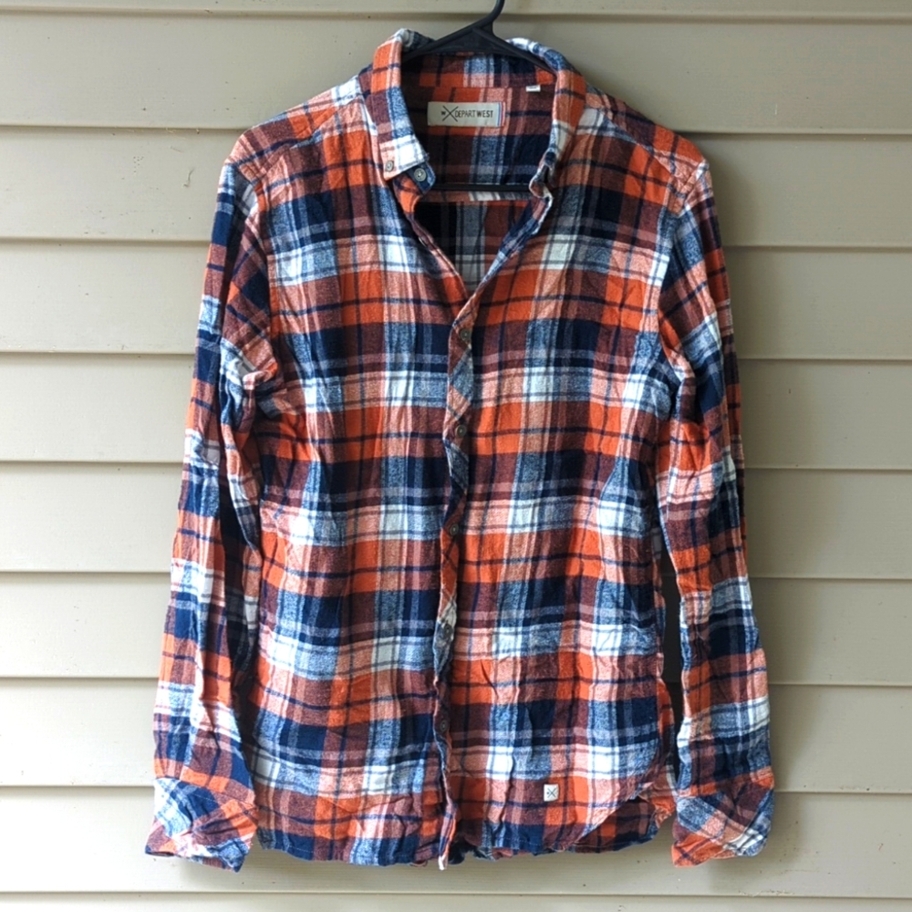 Men's Small Orange and Blue flannel
